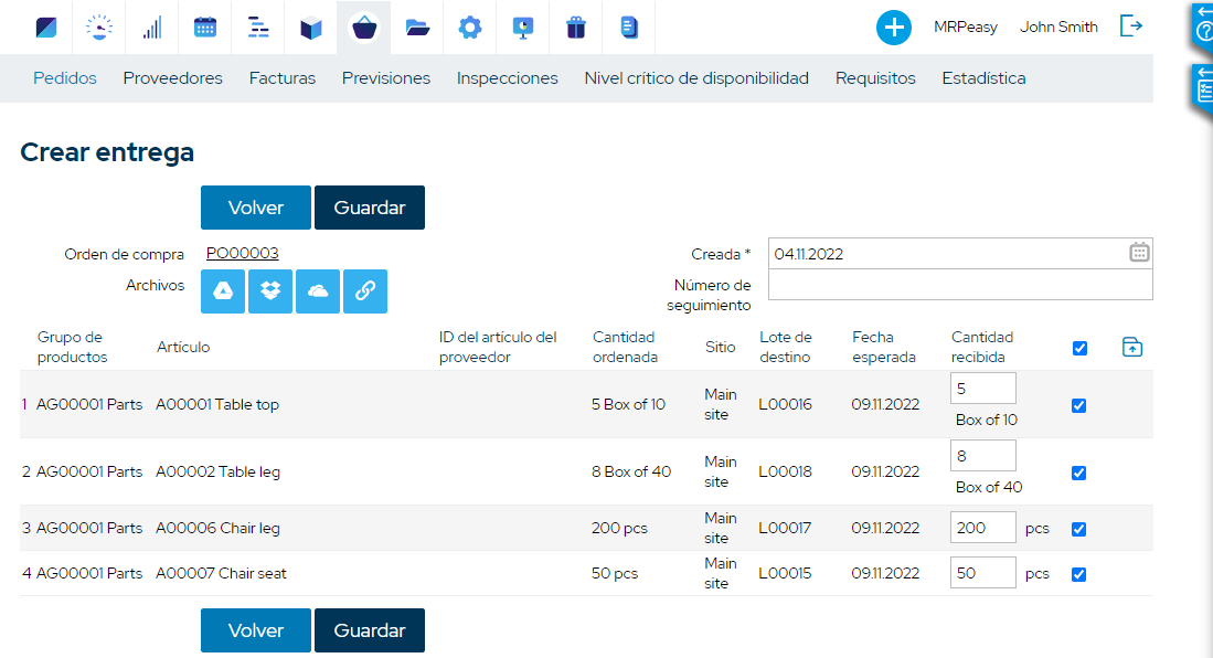 Automatización de la recepción y ubicación de mercancías mediante WMS